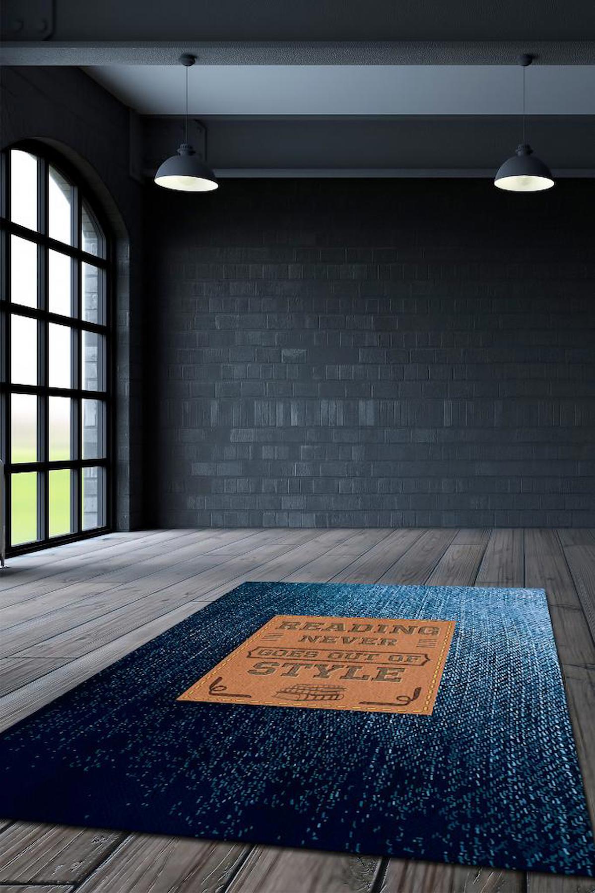 Homshtag Okumanın Modası Geçmez Çok Renkli 4 mm Pamuk Antistatik Yıkanabilir İnce Kaymaz Dikdörtgen Makine Dokuma Çalışma Odası Halısı 170x240 cm