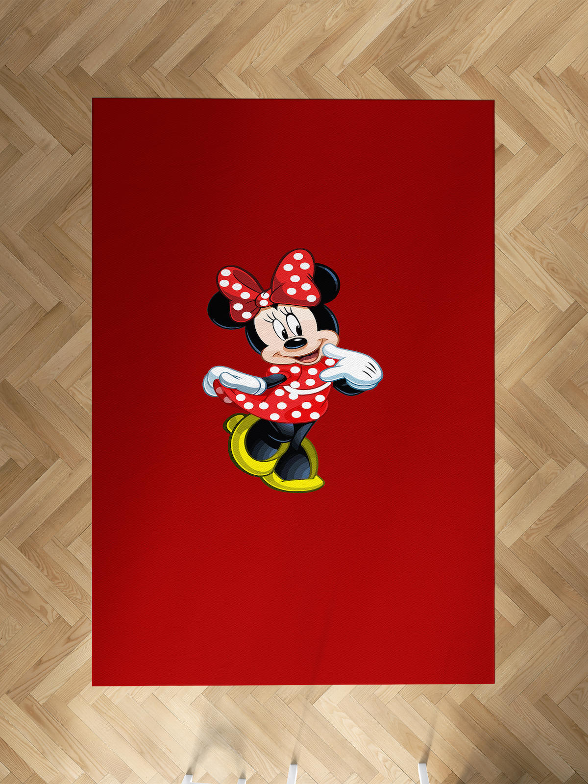 Mekta Home Mickey Mouse Krem 10 mm Antibakteriyel Yıkanabilir İnce Kaymaz Dot Taban Dikdörtgen Makine Dokuma Çocuk Odası Halısı 180x450 cm