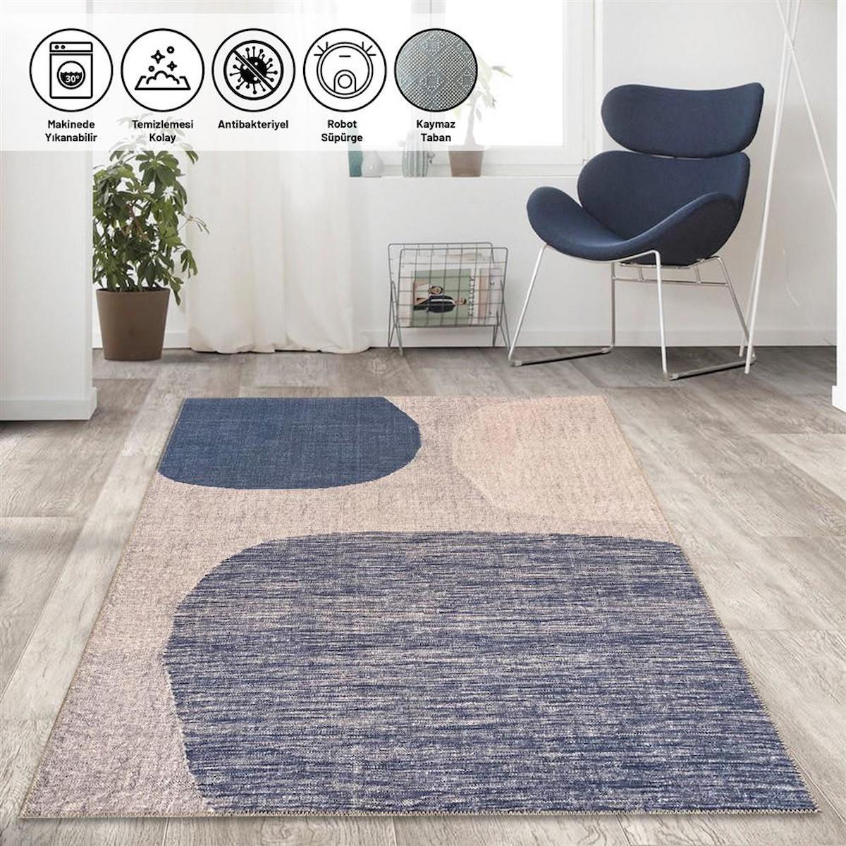 Carpettex Krem 6 mm Polyester Yıkanabilir İnce Kaymaz Dikdörtgen Makine Dokuma Salon Halısı 80x300 cm