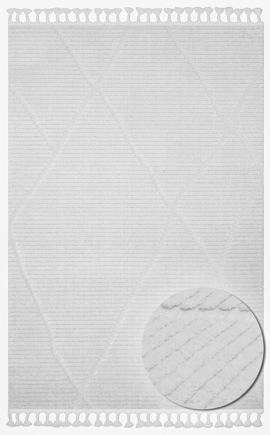 Eko Halı Terazzo TRZ07 Krem 10 mm Polyester Silinebilir Yıkanabilir Orta Kaymaz Dikdörtgen Makine Dokuma Oturma Odası-Salon Halısı 80x300 cm