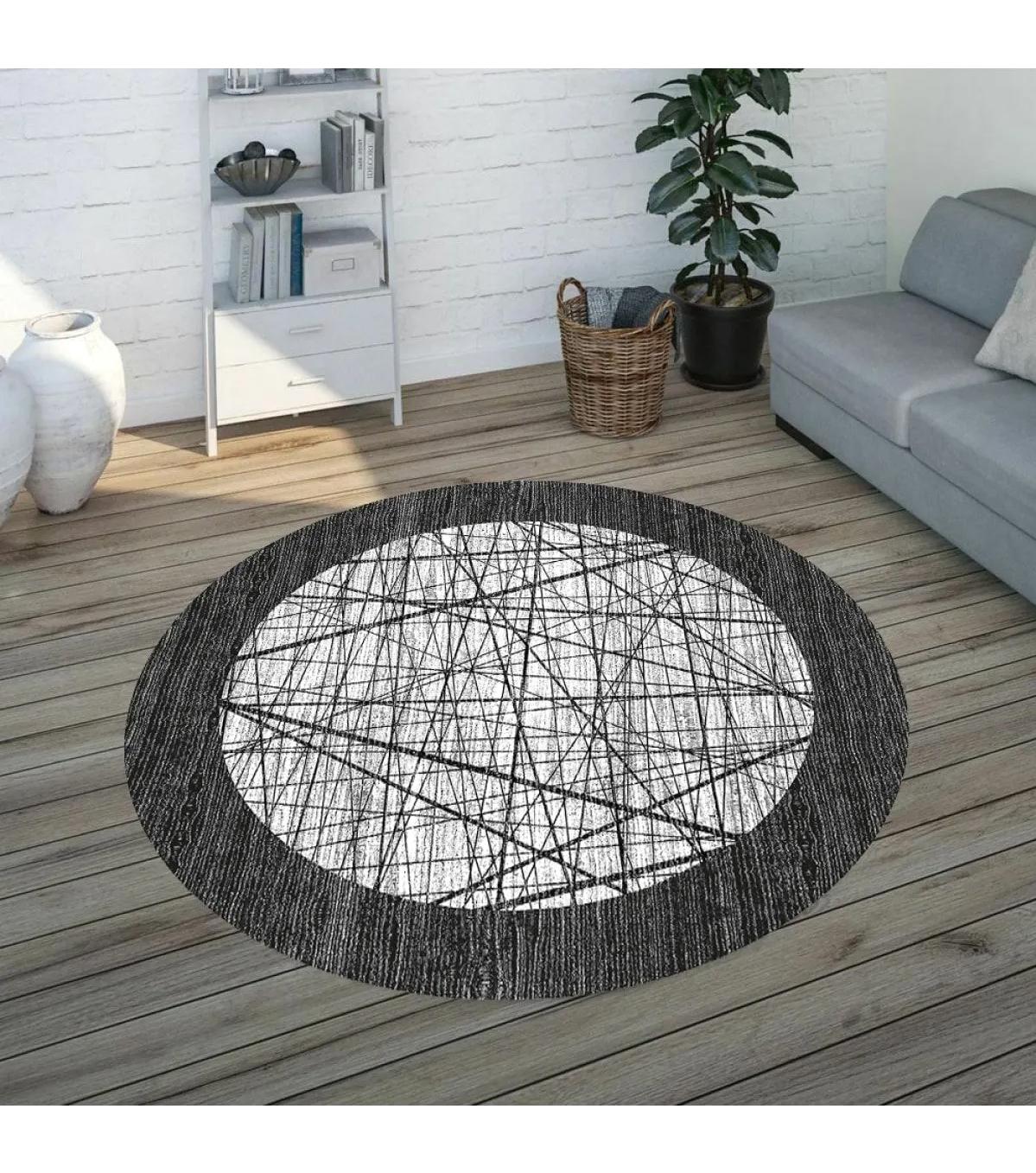 Rovigo Home RVG7303-HS532 Çok Renkli 8 mm Polyester Antibakteriyel-Leke Tutmaz-Toz Tutmaz Yıkanabilir İnce Kaymaz Dot Taban Yuvarlak Makine Dokuma Salon Halısı 80x500 cm