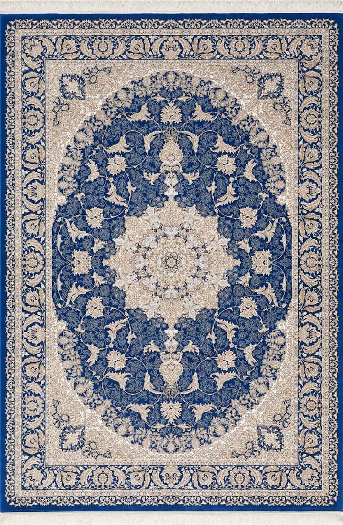 Pierre Cardin Persia YZ07A Bej - Mavi 0.8 mm Akrilik Yumuşak Yıkanabilir İnce Kaymaz Dikdörtgen Makine Dokuma Salon Halısı 80x150 cm