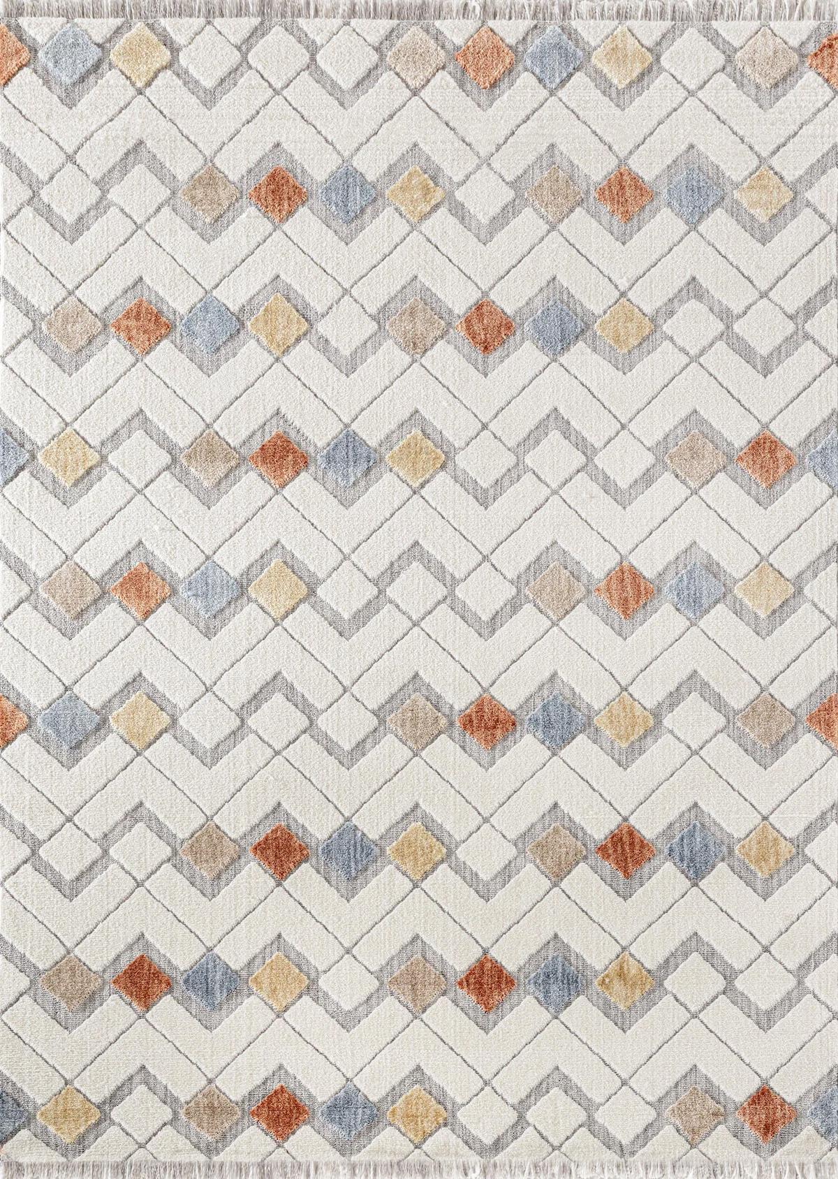 Athena Concept Broadway Çok Renkli 10 mm Mikropolyester Antialerjenik Yıkanabilir Orta Dikdörtgen Makine Dokuma Salon Halısı 80x200 cm