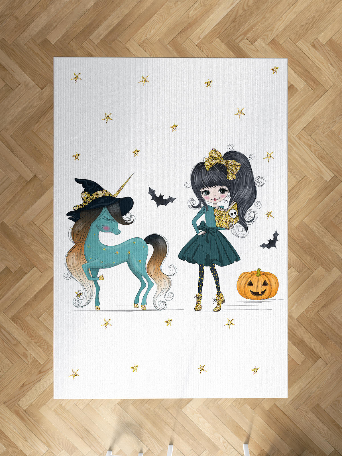 Mekta Home Unicorn Krem 10 mm Antibakteriyel Yıkanabilir İnce Kaymaz Dot Taban Dikdörtgen Makine Dokuma Çocuk Odası Halısı 60x600 cm