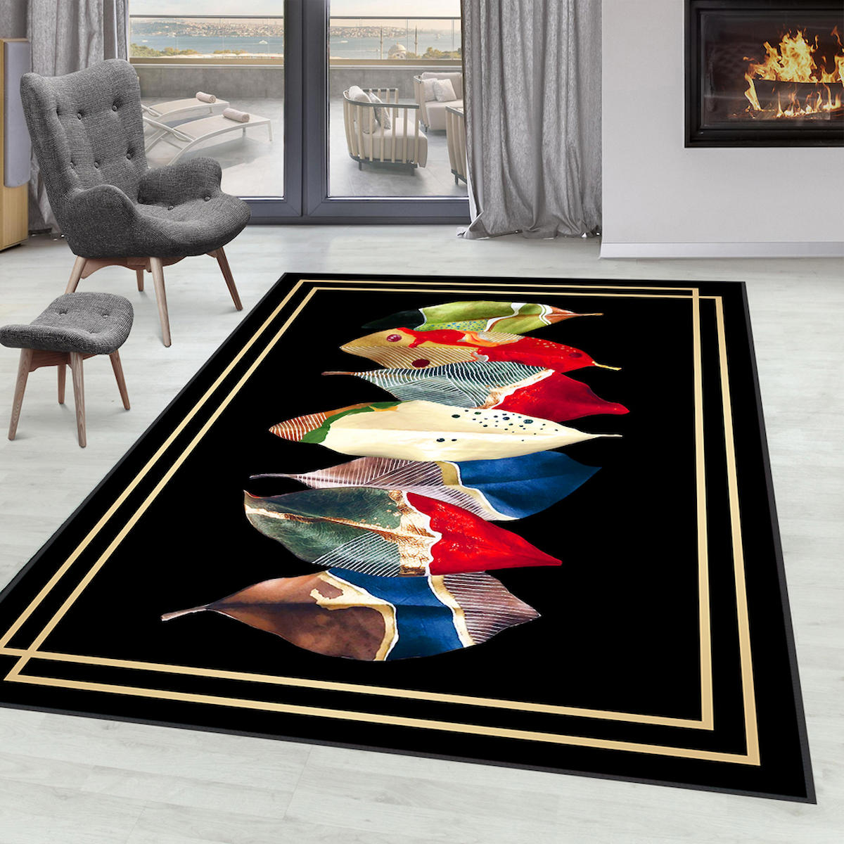 Rovigo Home RVG0249 Çok Renkli 8 mm Polyester Leke Tutmaz-Toz Tutmaz Yıkanabilir İnce Kaymaz Dot Taban Dikdörtgen Makine Dokuma Salon Halısı 120x200 cm