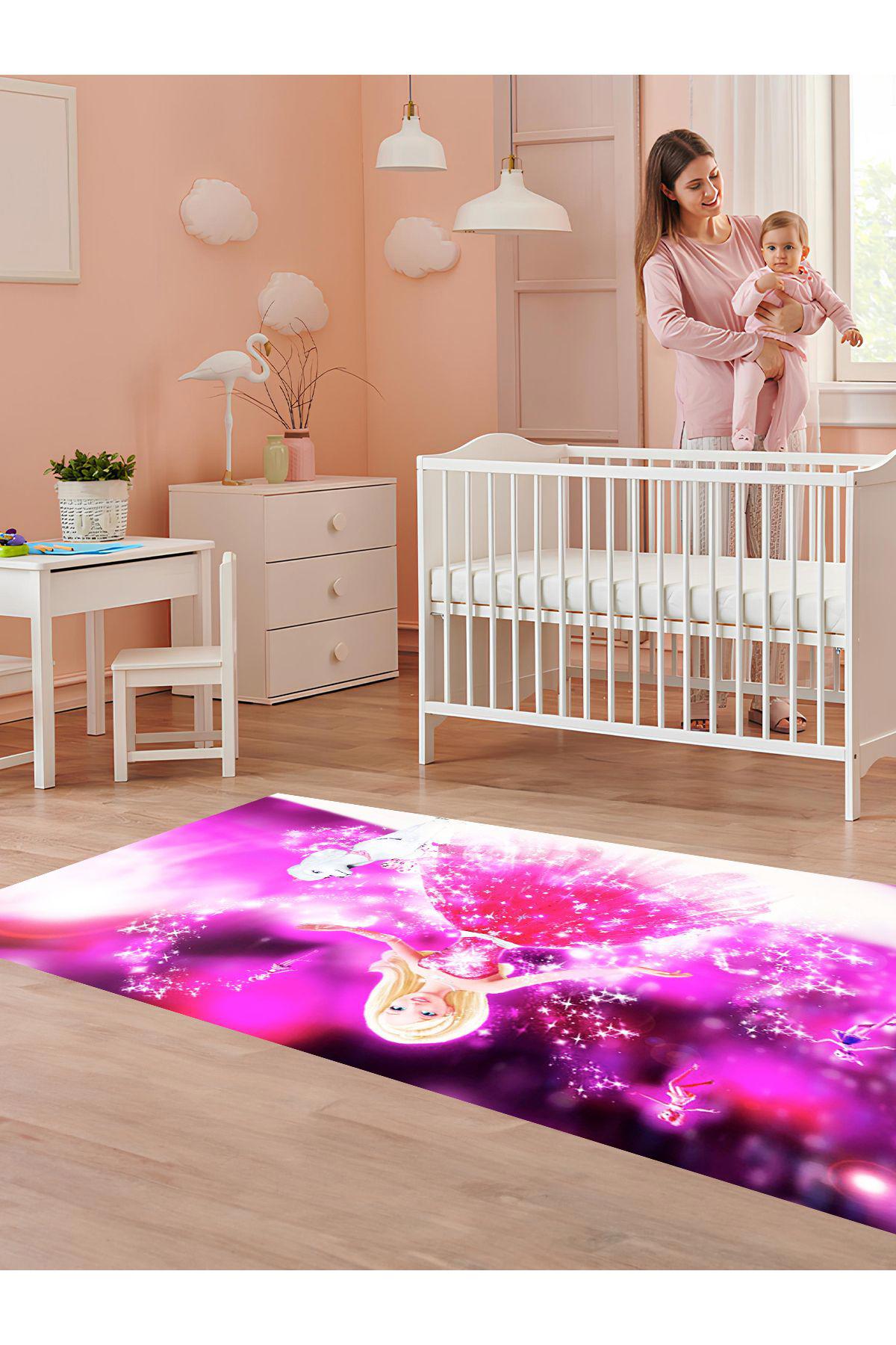İnspira Krem 12 mm Polyester Antibakteriyel Yıkanabilir İnce Kaymaz Dot Taban Dikdörtgen Makine Dokuma Çocuk Odası Halısı 130x190 cm