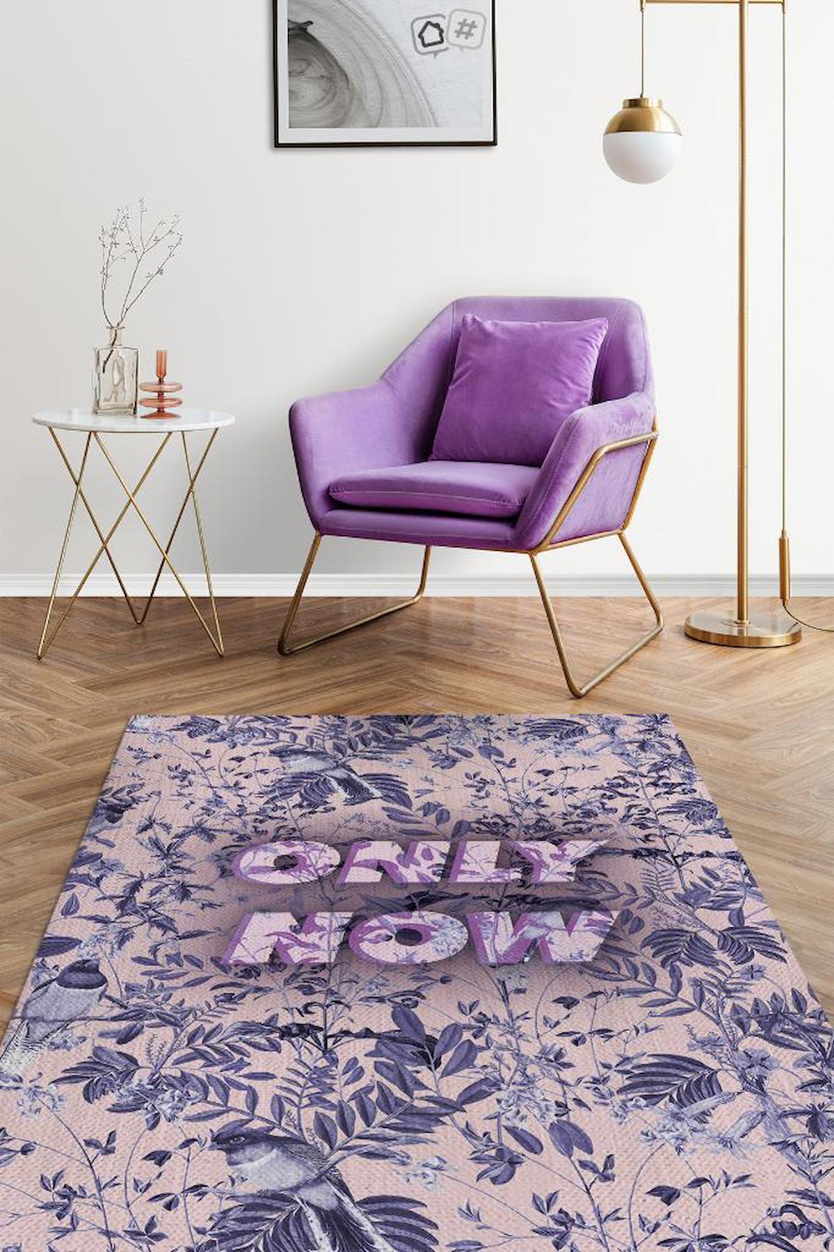 Homshtag Sadece Şu An Krem 4 mm Pamuk Antistatik Yıkanabilir İnce Kaymaz Dikdörtgen Makine Dokuma Salon Halısı 180x200 cm