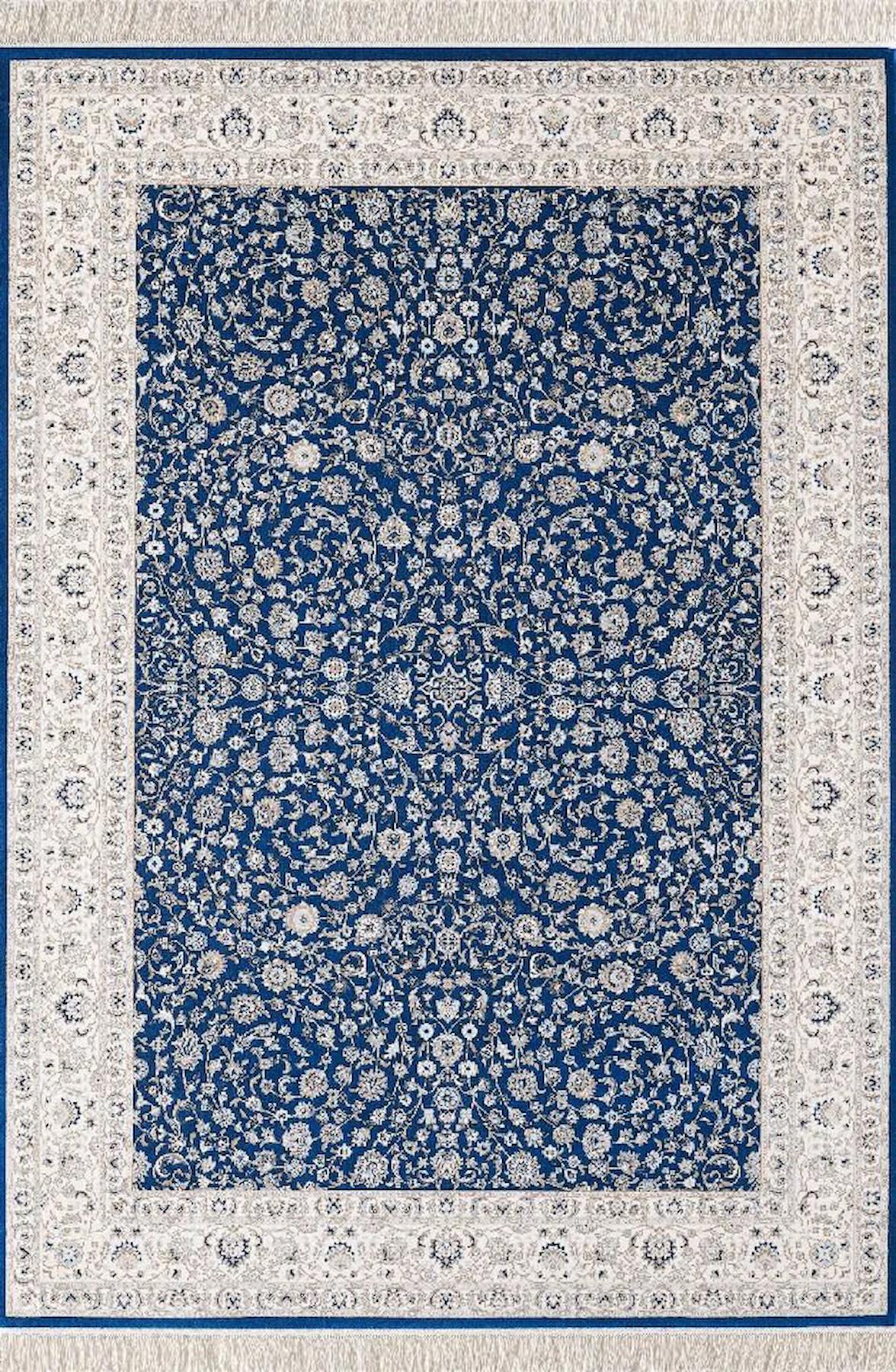 Pierre Cardin Persia YZ08D Bej - Mavi 0.8 mm Akrilik Yumuşak Yıkanabilir İnce Kaymaz Dikdörtgen Makine Dokuma Salon Halısı 100x150 cm