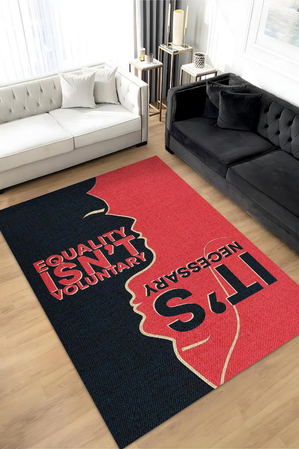 Homshtag Bu Bir Gereklilik Kırmızı-Siyah 4 mm Pamuk Antistatik Yıkanabilir İnce Kaymaz Dikdörtgen Makine Dokuma Salon Halısı 100x300 cm