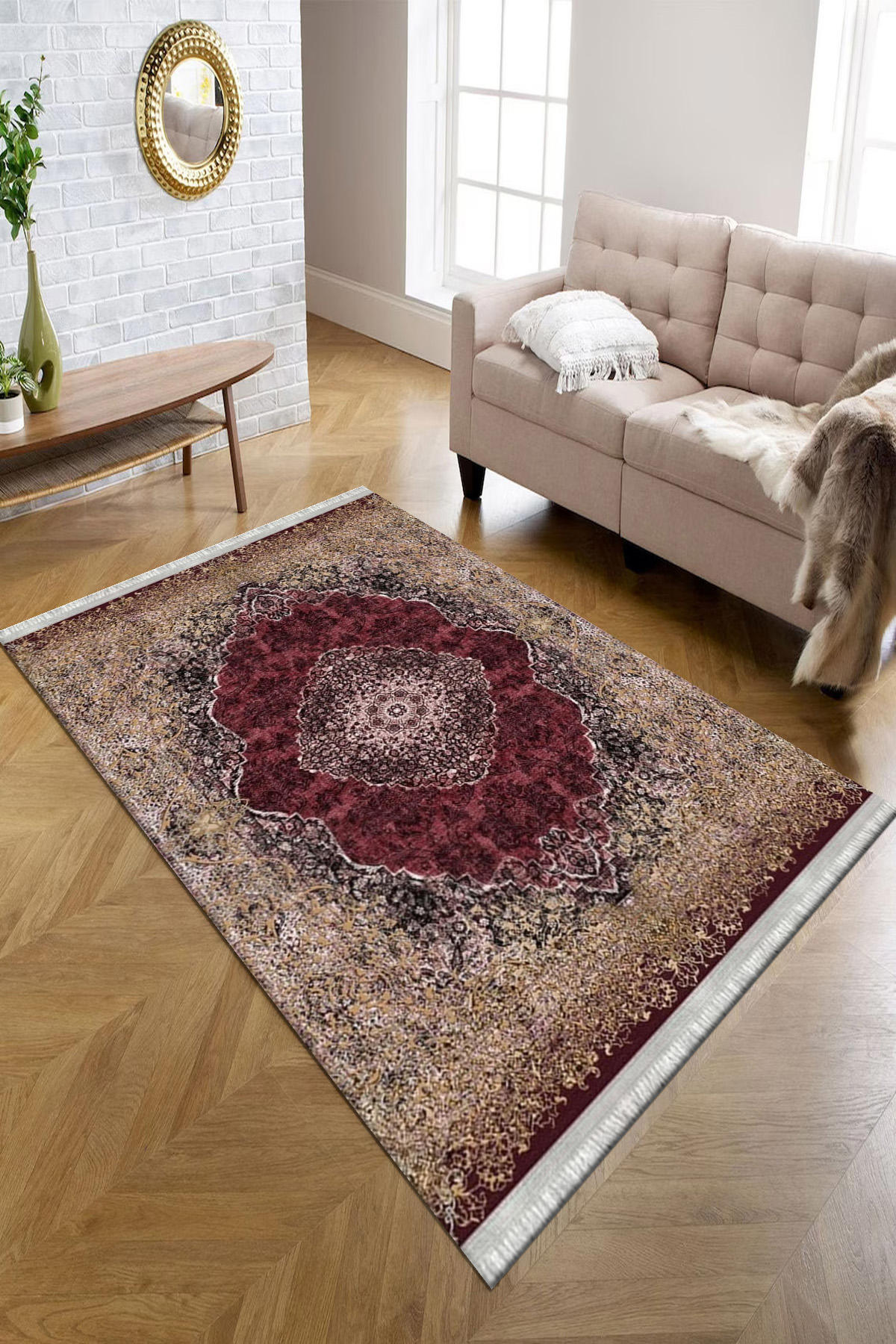 Kreatif Halı Mor 4 mm Polyester Antibakteriyel Yıkanabilir İnce Kaymaz Dot Taban Dikdörtgen Makine Dokuma Salon Halısı 120x180 cm