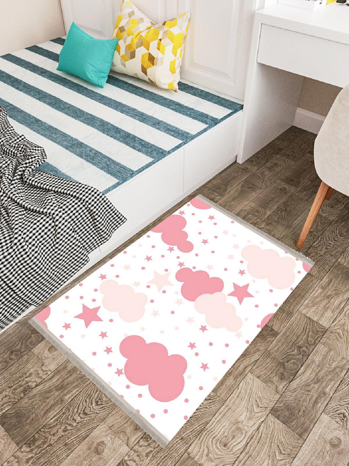 Enbe Collection E-CK10054D Çok Renkli 5 mm Pamuk Antibakteriyel Yıkanabilir Orta Kaymaz Dot Taban Dikdörtgen Makine Dokuma Çocuk Odası Halısı 80x150 cm