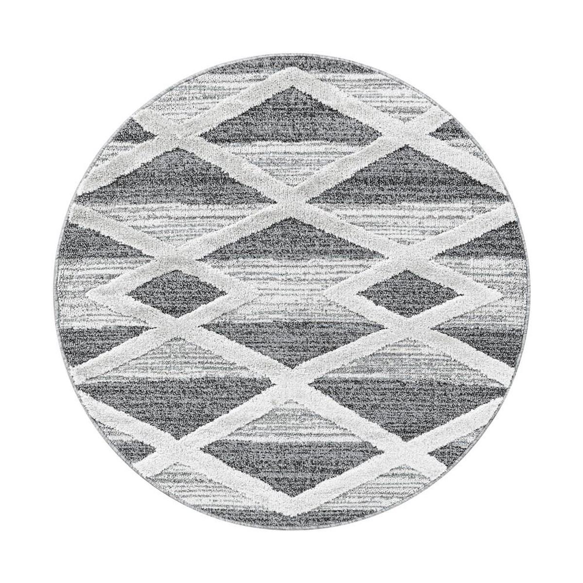Carpettex Gri-Krem 20 mm Polipropilen Antialerjenik Yıkanabilir Kalın Kaymaz Taban Üç Boyutlu Dikdörtgen Makine Dokuma Antre-Salon-Yatak Odası Halısı 80x150 cm