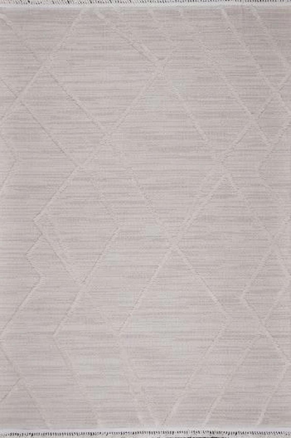 Kreasyon Halı 1499 Krem 14 mm Polyester Antialerjenik Yıkanabilir İnce Kaymaz Pamuk Taban Dikdörtgen Makine Dokuma Salon Halısı 140x200 cm