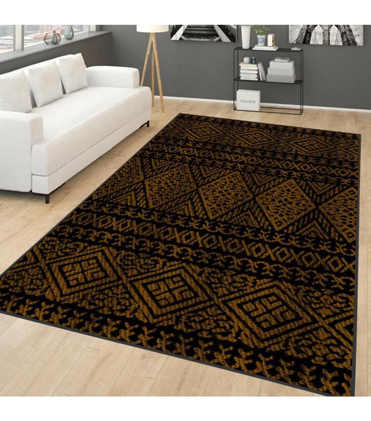 Rovigo Home RVG0158-SD841 Kahverengi 8 mm Polyester Antibakteriyel Yıkanabilir Orta Kaymaz Dot Taban Dikdörtgen Makine Dokuma Salon Halısı 80x150 cm