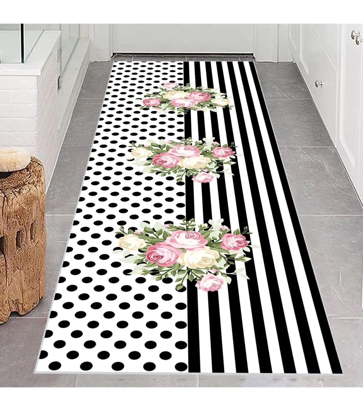 Rovigo Home RVG0662 Çok Renkli 8 mm Polyester Antibakteriyel-Leke Tutmaz-Toz Tutmaz Yıkanabilir İnce Kaymaz Dot Taban Dikdörtgen Makine Dokuma Salon Halısı 180x180 cm