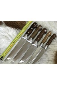 Handmade El Yapımı Meşhur Yatağan Dövme Çelik 5'li Bıçak Seti Et Mutfak