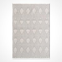 Crea Halı Antakya AU011 Krem 4 mm Polyester Toz Tutmaz Yıkanabilir İnce Pamuk Taban Dikdörtgen Makine Dokuma Salon Halısı 140x200 cm