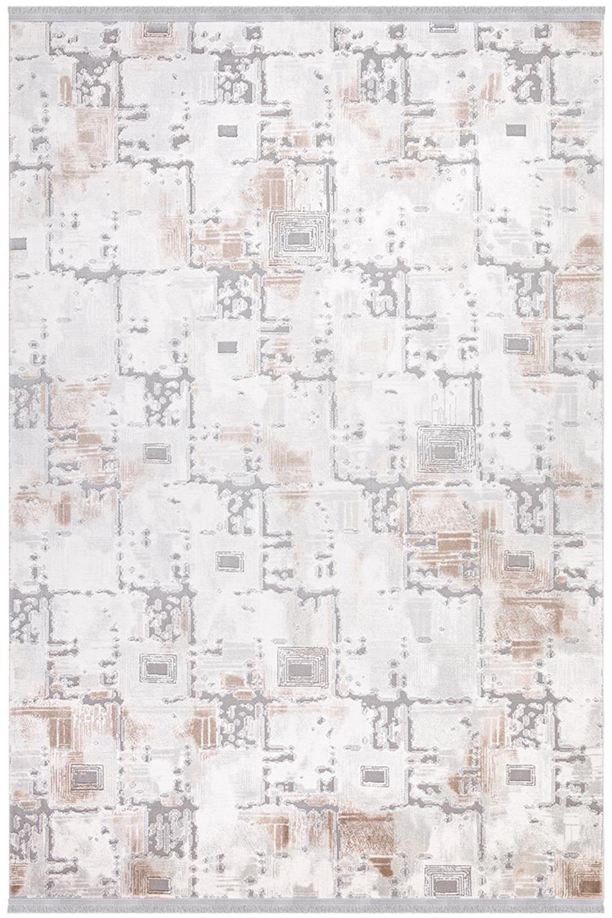 İpek Mekik Halı Vales 7810A Gri 8 mm Akrilik Yıkanabilir Orta Kaymaz Pamuk Taban Dikdörtgen Makine Dokuma Antre-Çocuk Odası-Salon-Yatak Odası Halısı 160x230 cm