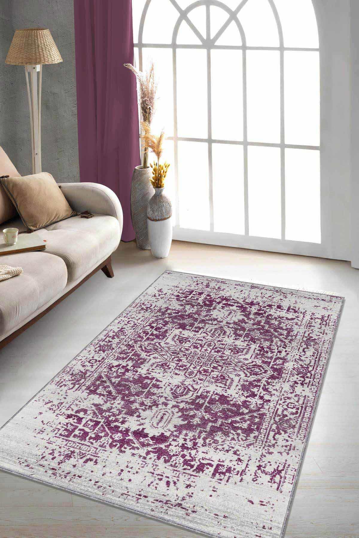 Viva Home RV298 Çok Renkli 7 mm Mikropolyester Silinebilir Yıkanabilir Kaymaz Dikdörtgen Makine Dokuma Salon Halısı 120x200 cm