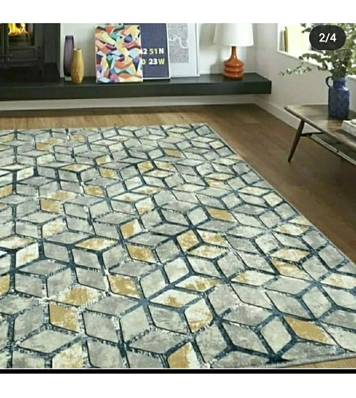 Nesrin Mavi 10.5 mm Yıkanabilir Orta Kaymaz Taban Dikdörtgen Makine Dokuma Salon Halısı 120x200 cm