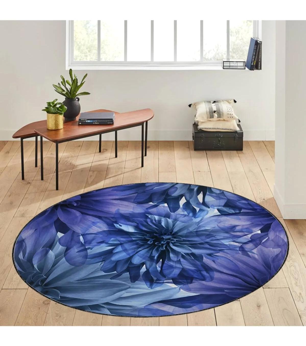 Rovigo Home RVG7164 Çok Renkli 8 mm Polyester Antibakteriyel-Leke Tutmaz-Toz Tutmaz Yıkanabilir İnce Kaymaz Dot Taban Yuvarlak Makine Dokuma Salon Halısı 100x300 cm