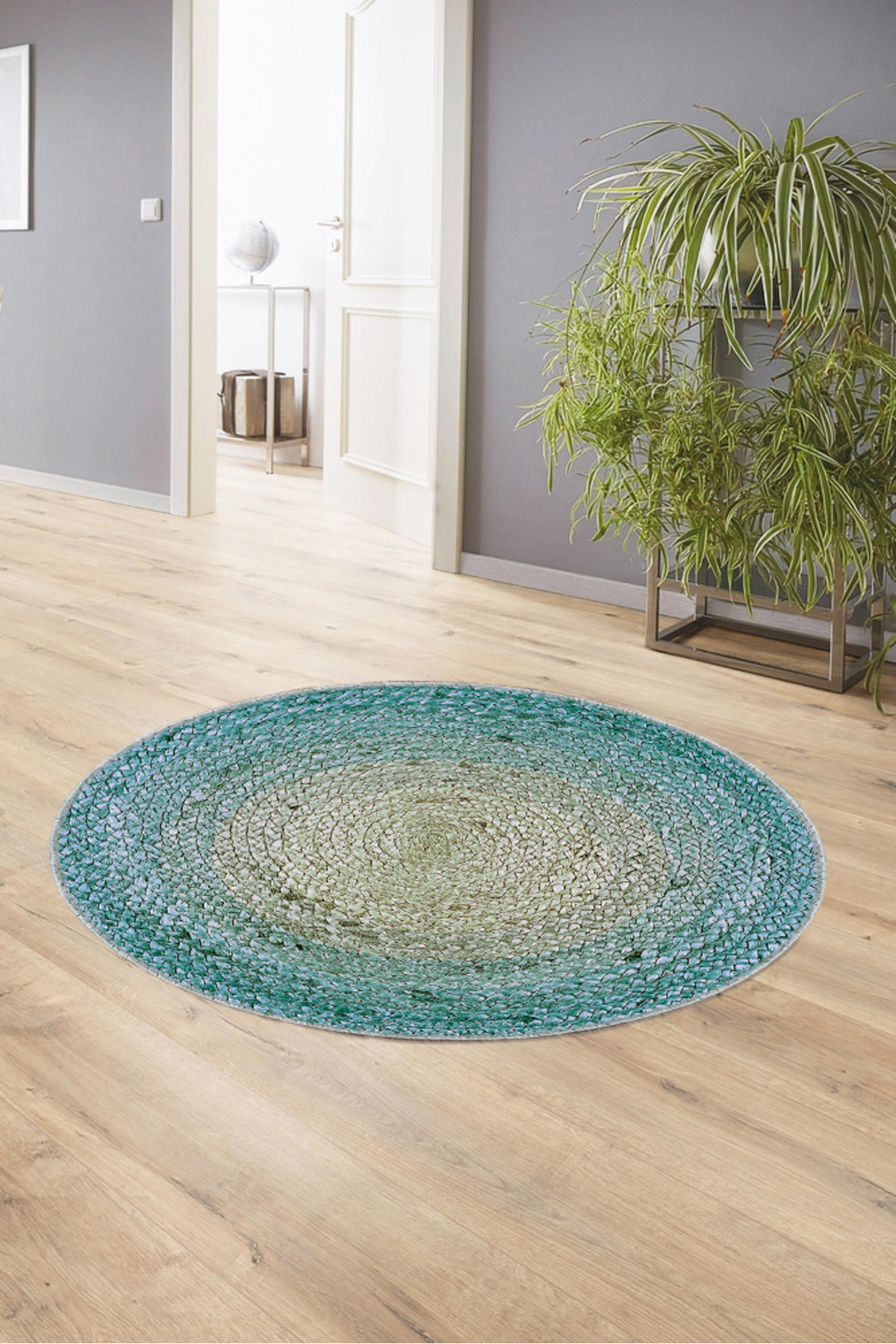 Artizon ART-Y-009 Mavi 0.8 mm Polyester Toz Tutmaz Yıkanabilir İnce Kaymaz Dot Taban Yuvarlak Makine Dokuma Salon Halısı 160x230 cm