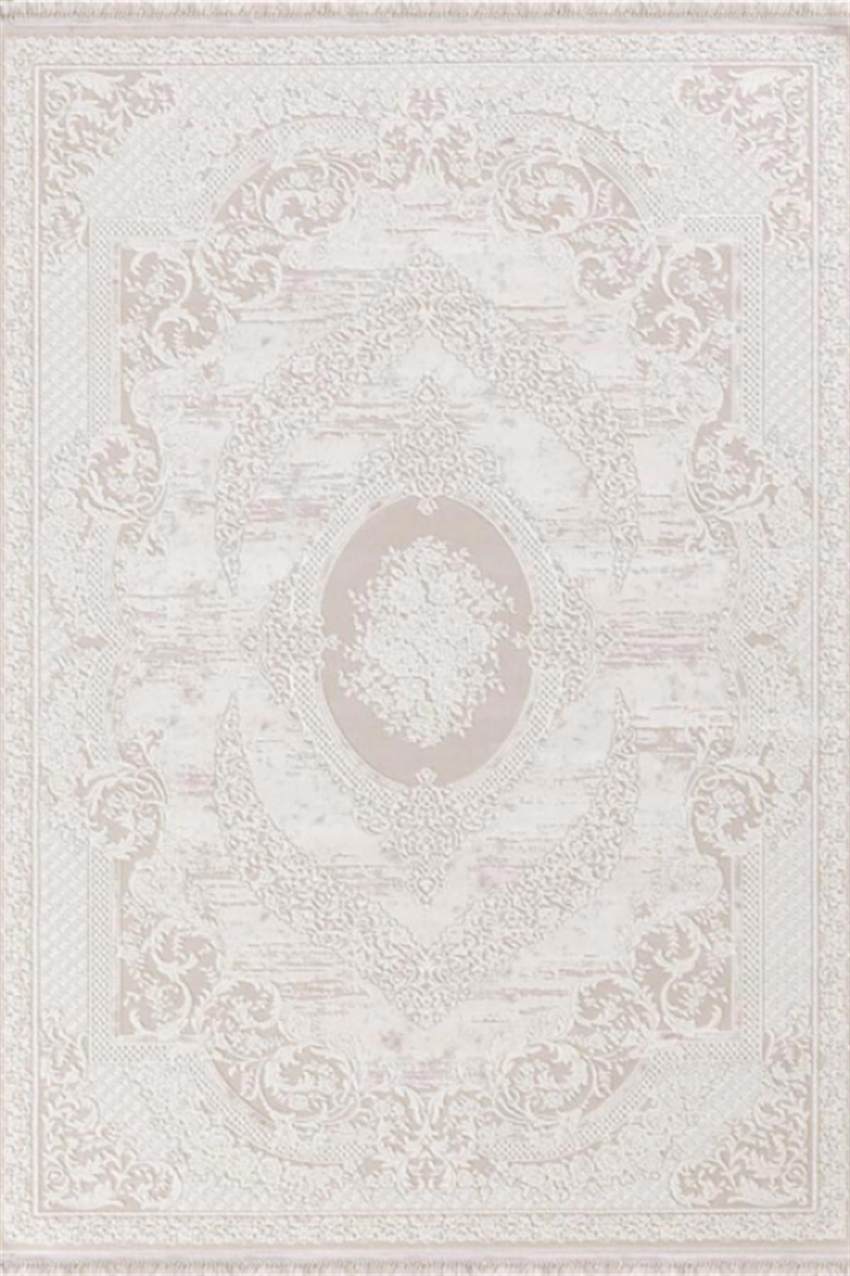 Dinarsu Arora 32796 Krem 11 mm Akrilik Silinebilir Yıkanabilir Orta Kaymaz Dikdörtgen Makine Dokuma Salon Halısı 120x200 cm
