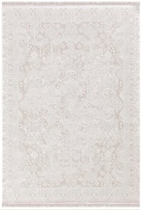 Dinarsu Arora 31886 Krem 10 mm Akrilik Yıkanabilir Kalın Kaymaz Jüt Taban Dikdörtgen Makine Dokuma Salon Halısı 180x300 cm