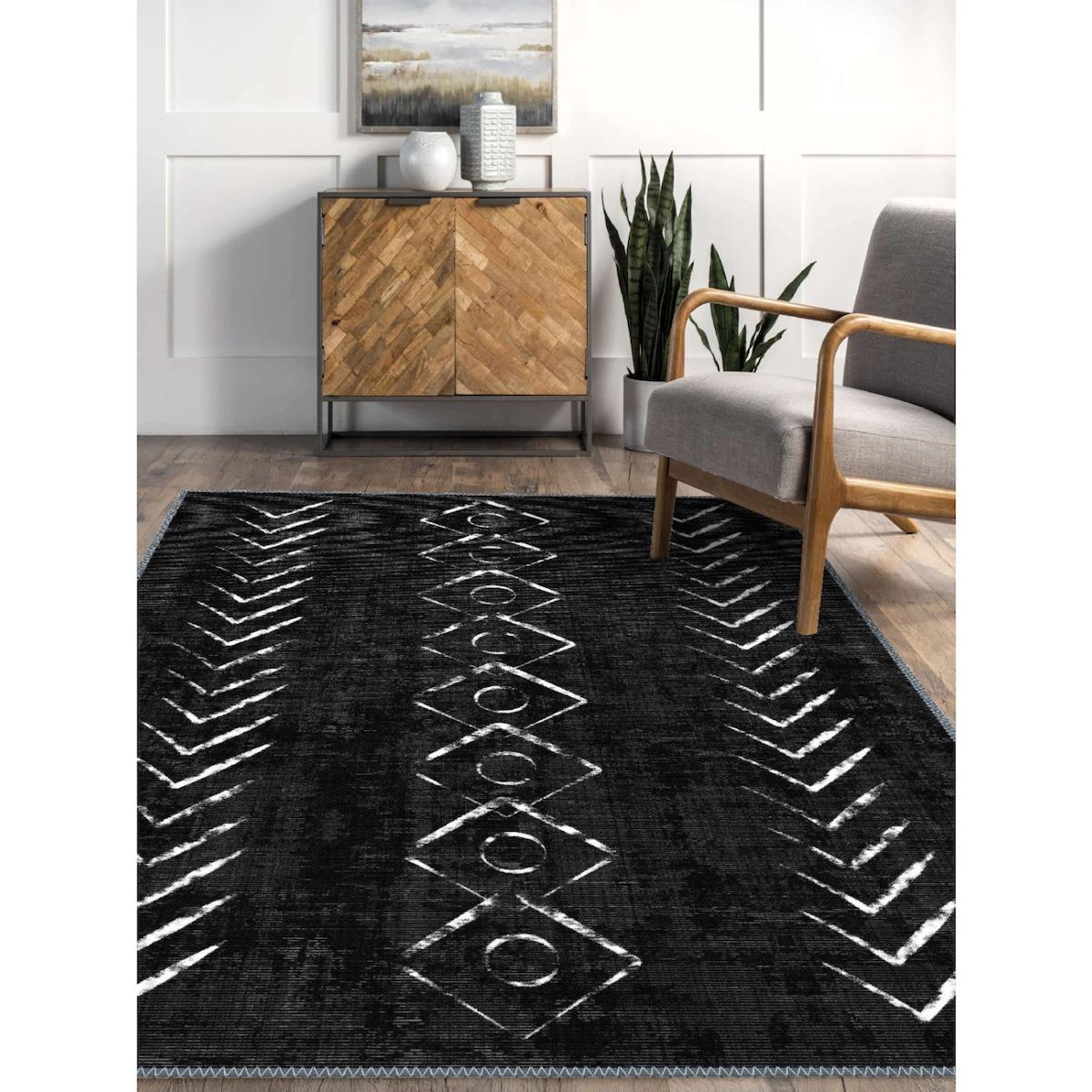Umars Krem 7 mm Mikropolyester Yıkanabilir Kalın Kaymaz Lateks Taban Dikdörtgen Makine Dokuma Oturma Odası-Salon Halısı 100x200 cm