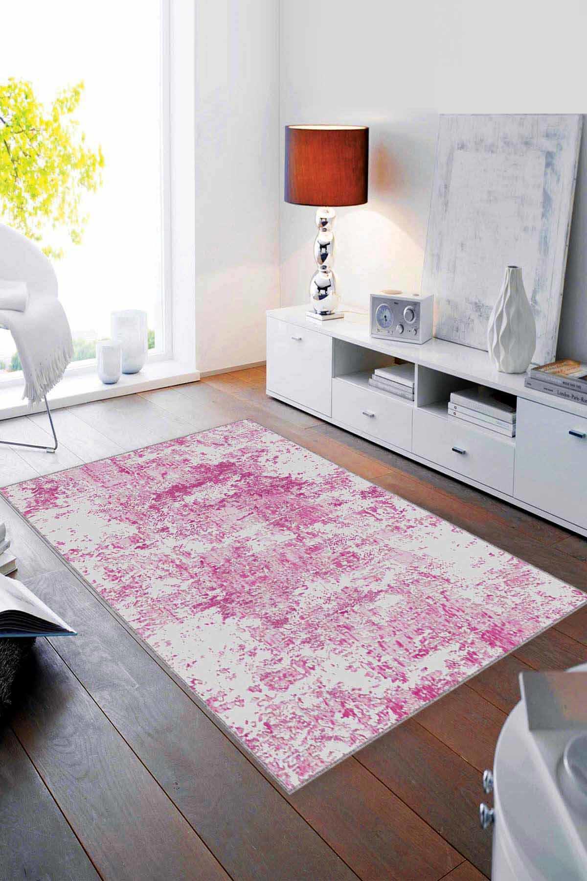 Viva Home MA01 Çok Renkli 7 mm Mikropolyester Silinebilir Yıkanabilir Kaymaz Dikdörtgen Makine Dokuma Salon Halısı 100x200 cm