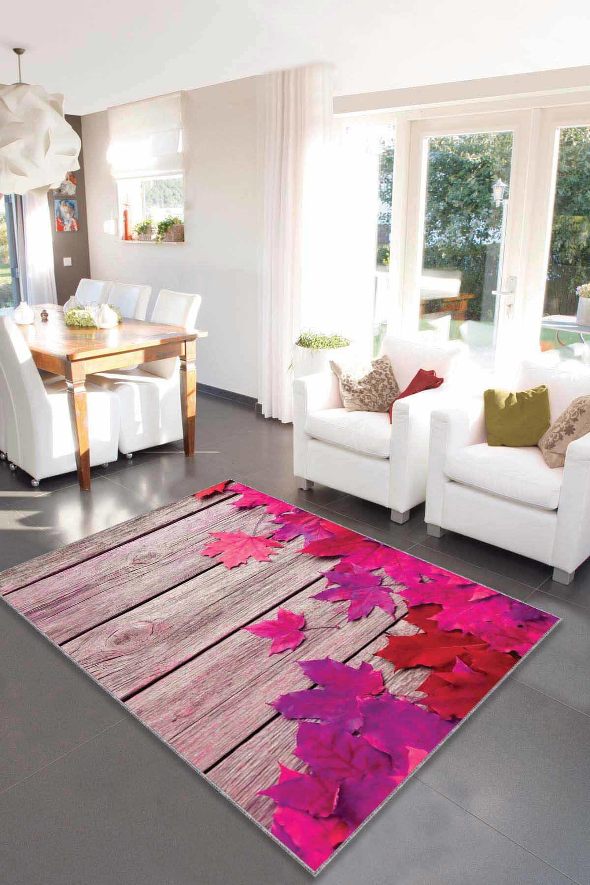 Viva Home CNR02 Çok Renkli 7 mm Mikropolyester Yıkanabilir Kaymaz Dot Taban Dikdörtgen Makine Dokuma Salon Halısı 120x200 cm