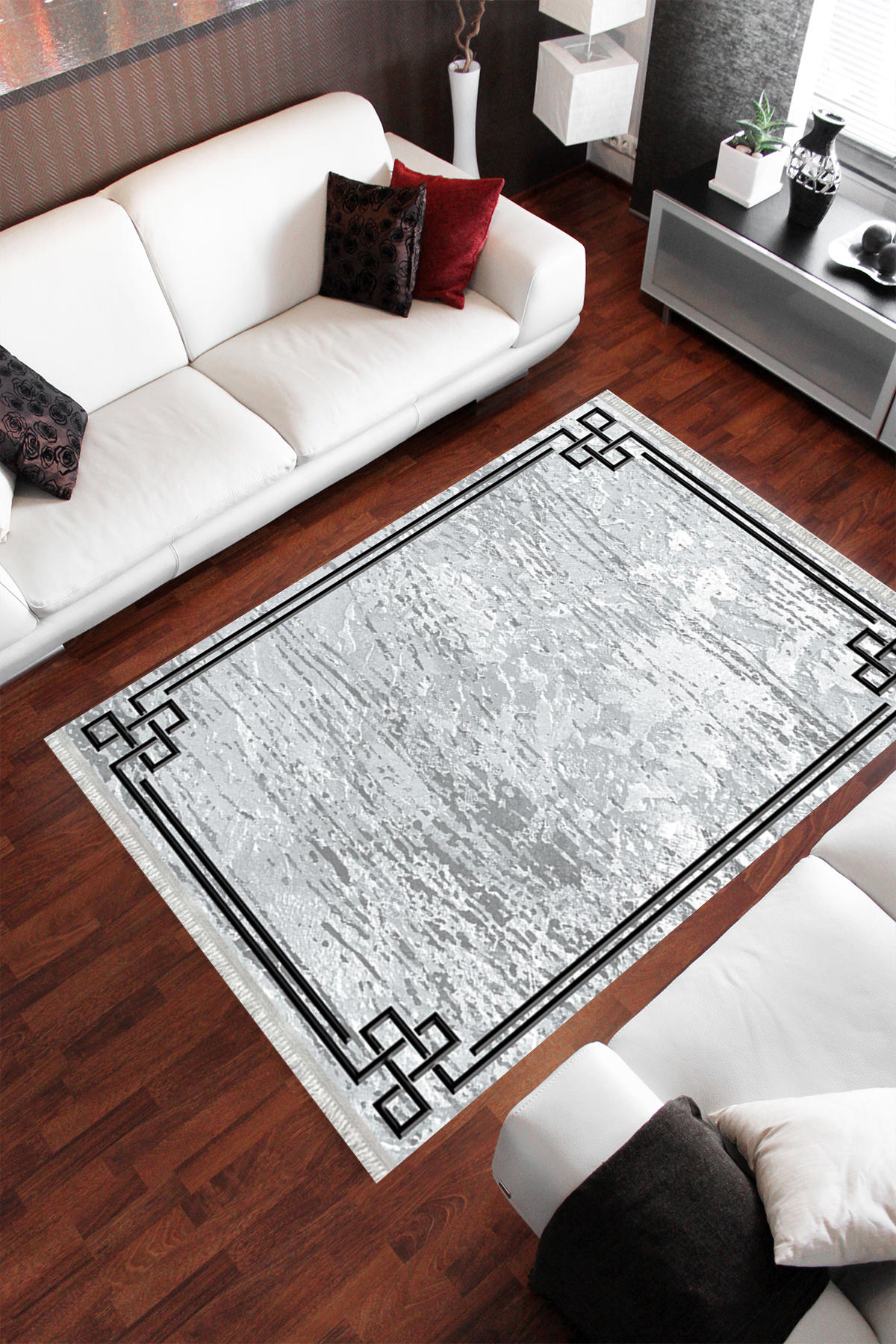 Homier Collection H-MD-0077A Krem 7 mm Pamuk Antibakteriyel Yıkanabilir Orta Kaymaz Dot Taban Dikdörtgen Makine Dokuma Salon Halısı 80x300 cm