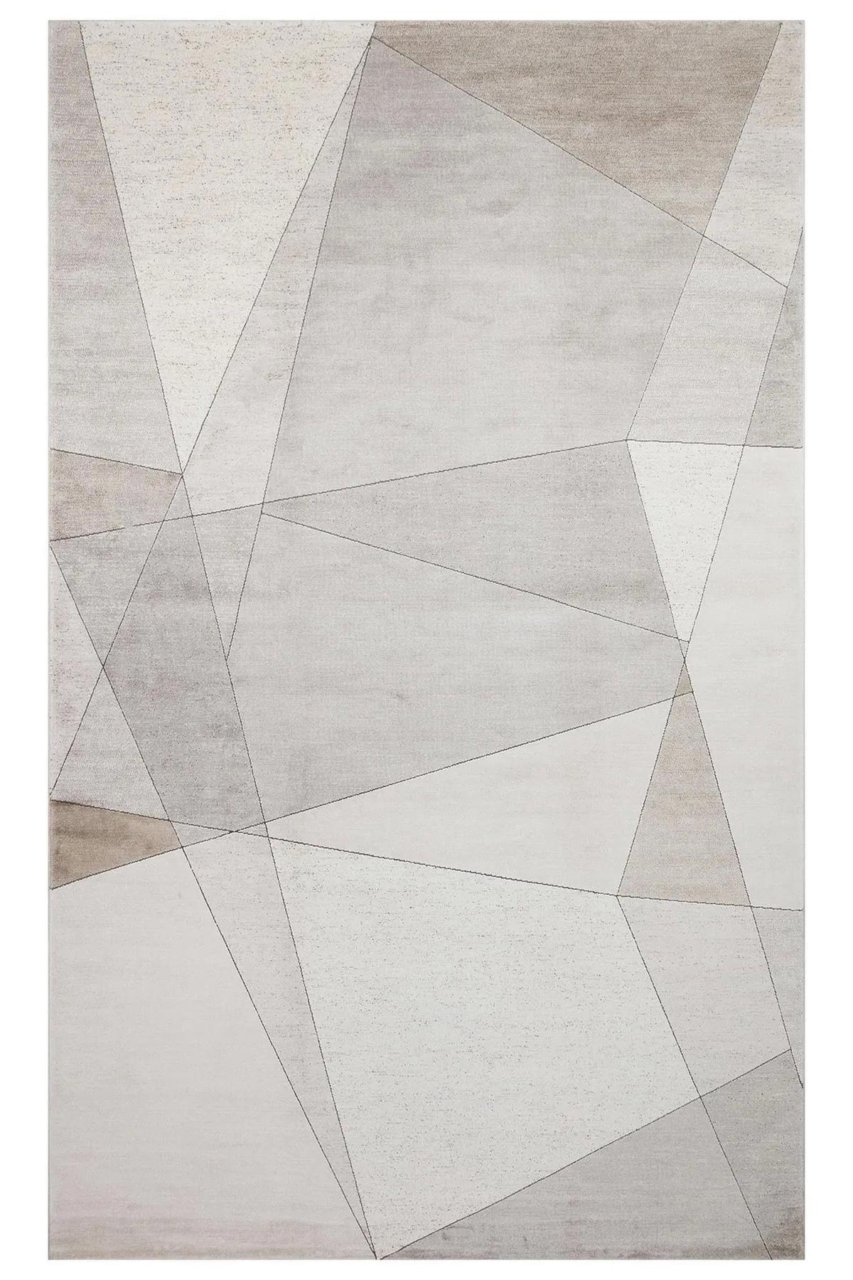 Eko Halı Merano MRN07 Krem 7.5 mm Polyester Antibakteriyel Yıkanabilir Orta Kaymaz Dikdörtgen Makine Dokuma Salon Halısı 100x150 cm