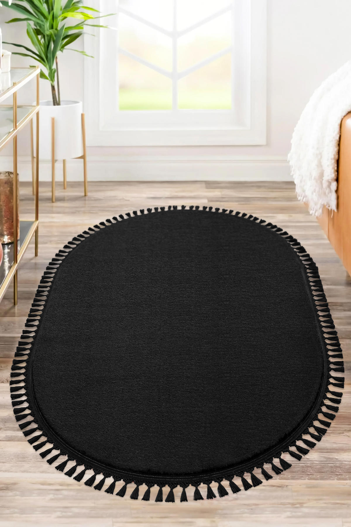 Valery Home Comfort Puffy Ekru - Siyah 12 mm Polyester Antibakteriyel Yıkanabilir Kalın Kaymaz Dot Taban Dikdörtgen Makine Dokuma Salon Halısı 120x200 cm
