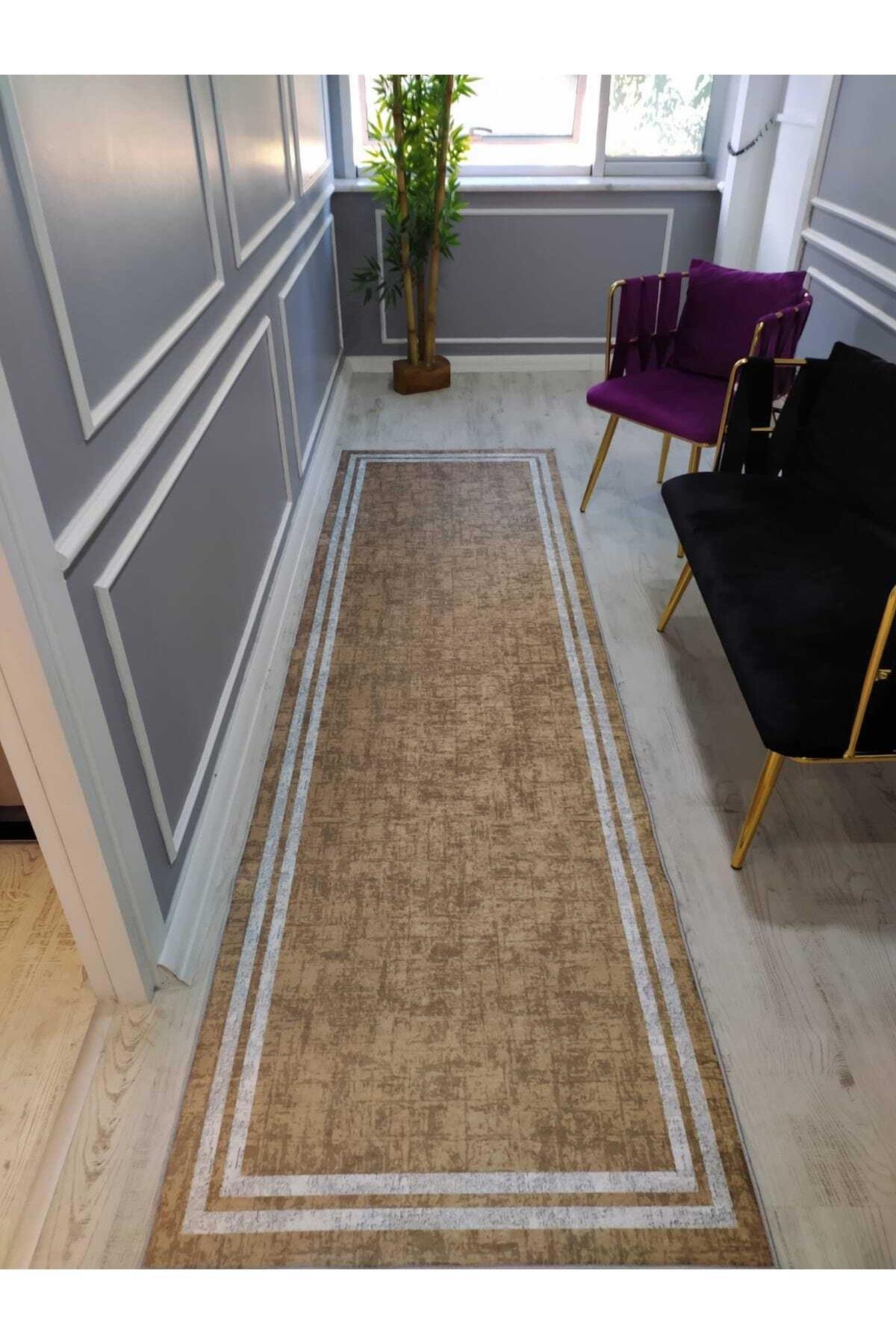 Doruklar Home Collection DRK8087 Krem 0.7 mm Polyester Yıkanabilir Kalın Kaymaz Taban Dikdörtgen Makine Dokuma Salon Halısı 120x180 cm