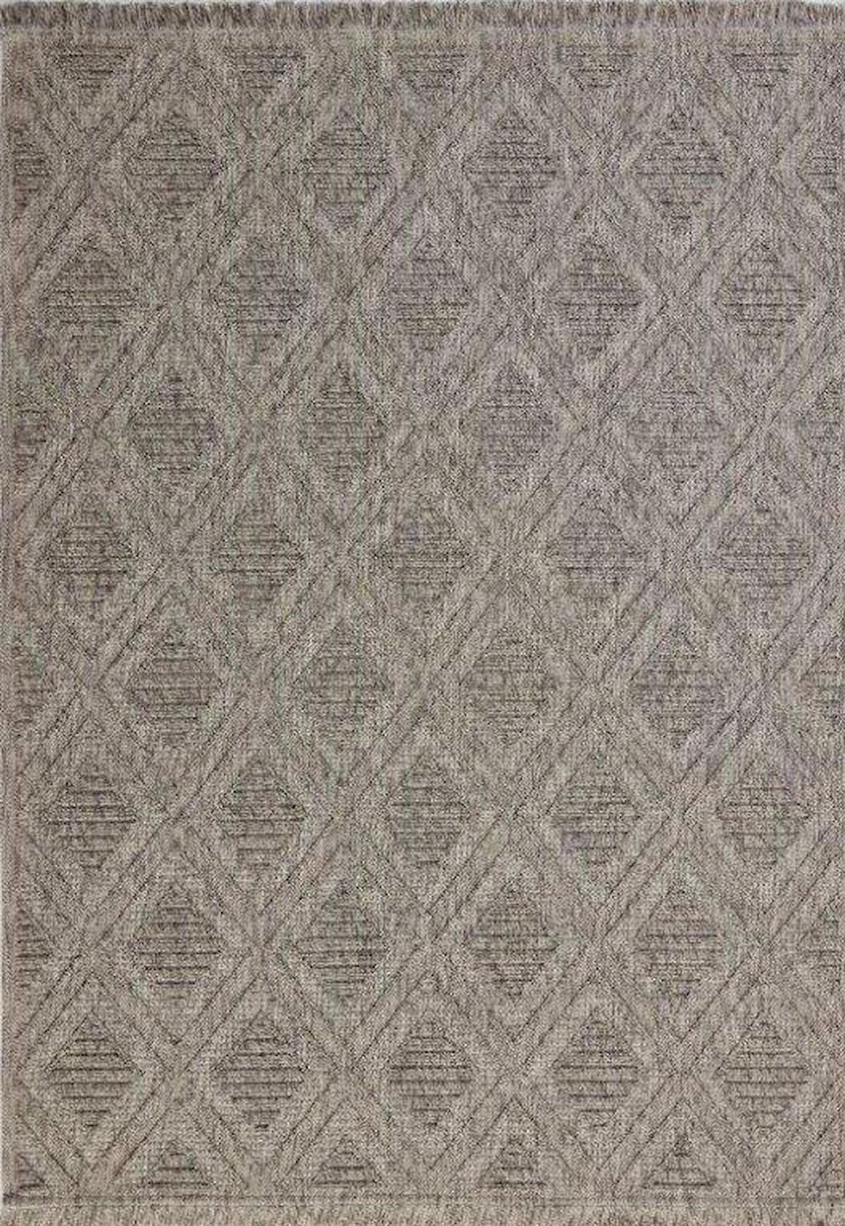 Gümüşsuyu Garden 15772 Gri 6 mm Polyester Yıkanabilir Orta Kaymaz Jüt Taban Dikdörtgen Makine Dokuma Salon Halısı 80x120 cm