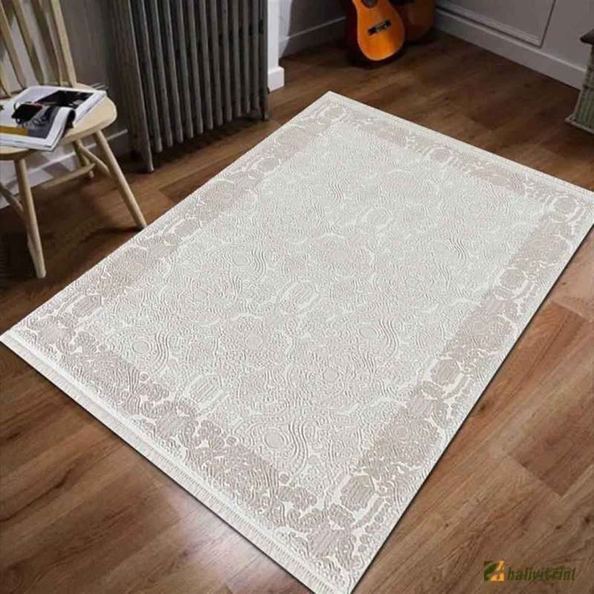 Efsane Halı Ihlara HR010060 Vizon 11 mm Akrilik Silinebilir Yıkanabilir Orta Kaymaz Dikdörtgen Makine Dokuma Salon Halısı 180x180 cm
