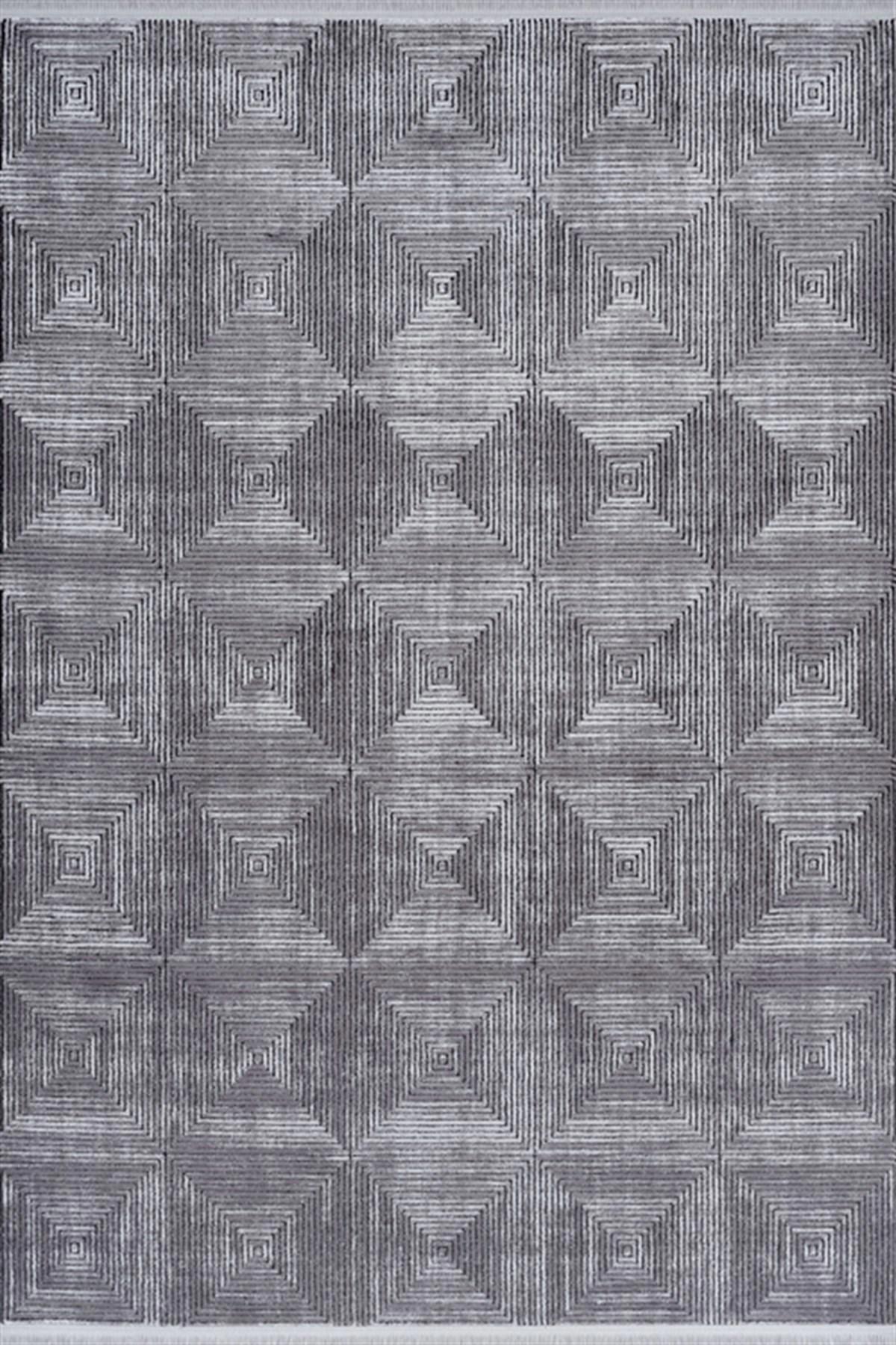 Seyran Halı Roma 423 Antrasit 10 mm Akrilik Silinebilir Yıkanabilir Orta Dikdörtgen Makine Dokuma Salon Halısı 120x180 cm