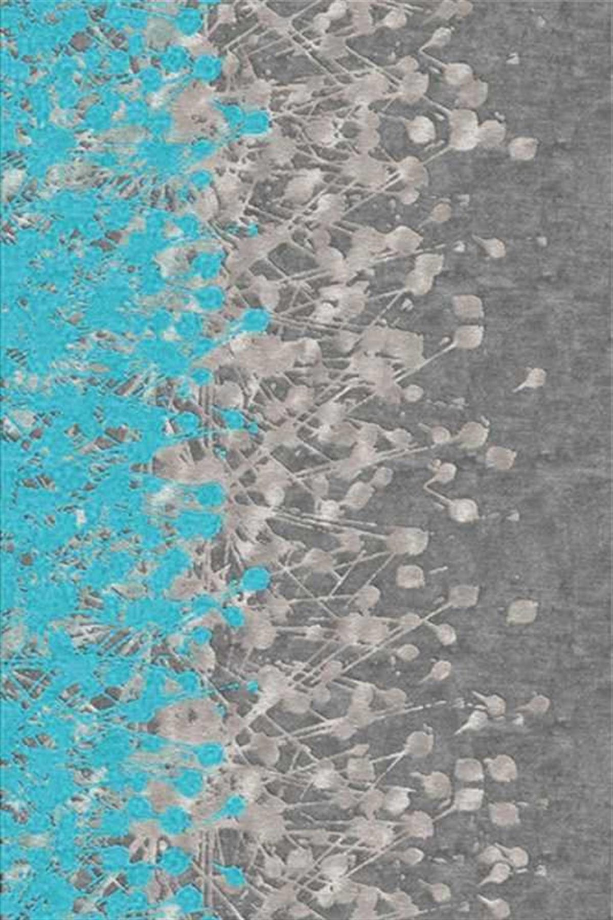 Hitit 4023 Gri 5 mm Polyester Leke Tutmaz Yıkanabilir İnce Kaymaz Dikdörtgen Makine Dokuma Salon Halısı 240x340 cm