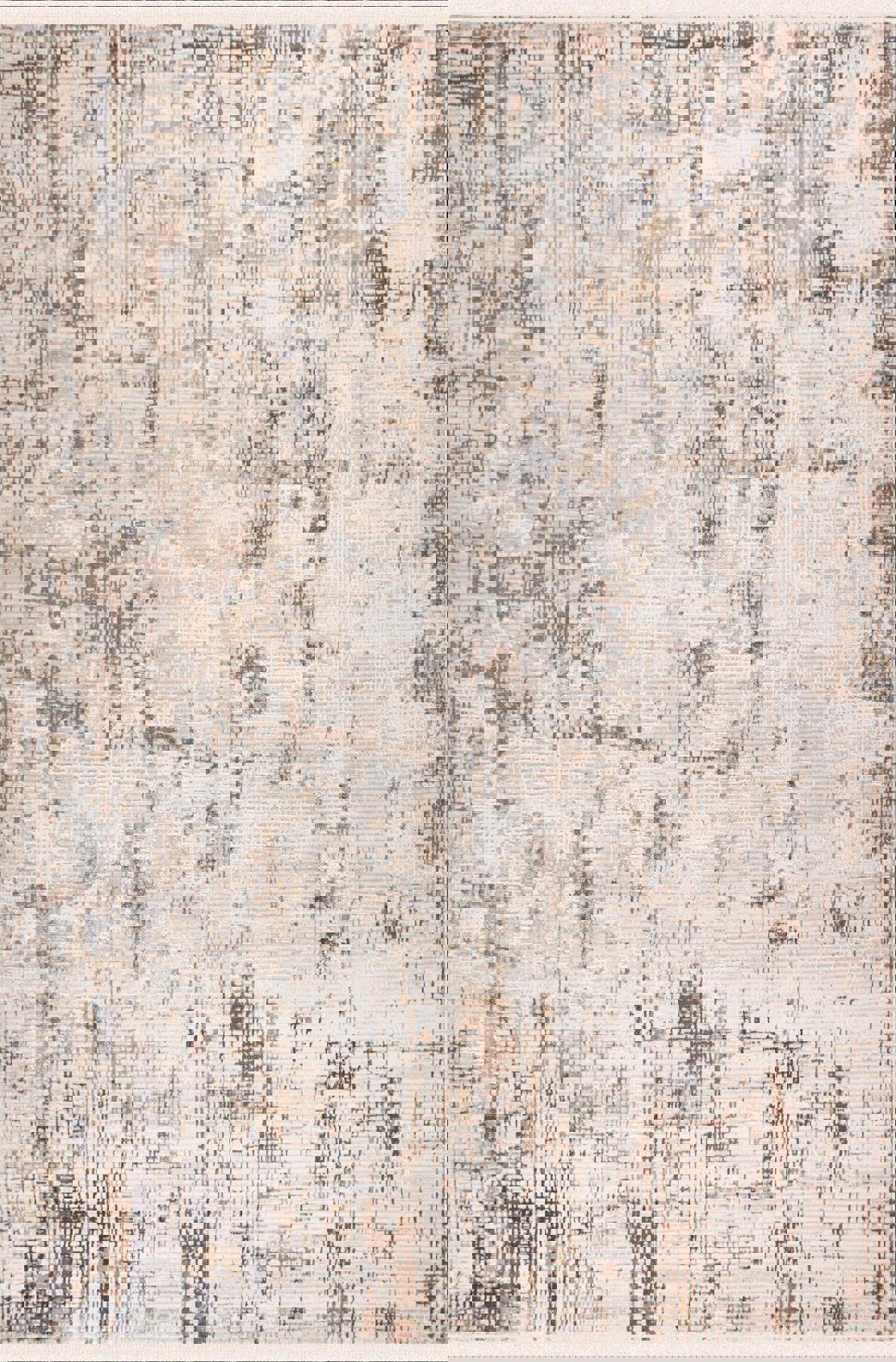 Sanat Halı Hera 3548 Krem 11 mm Polyester Antibakteriyel Yıkanabilir Kalın Kaymaz Lateks Taban Dikdörtgen Makine Dokuma Salon Halısı 160x300 cm