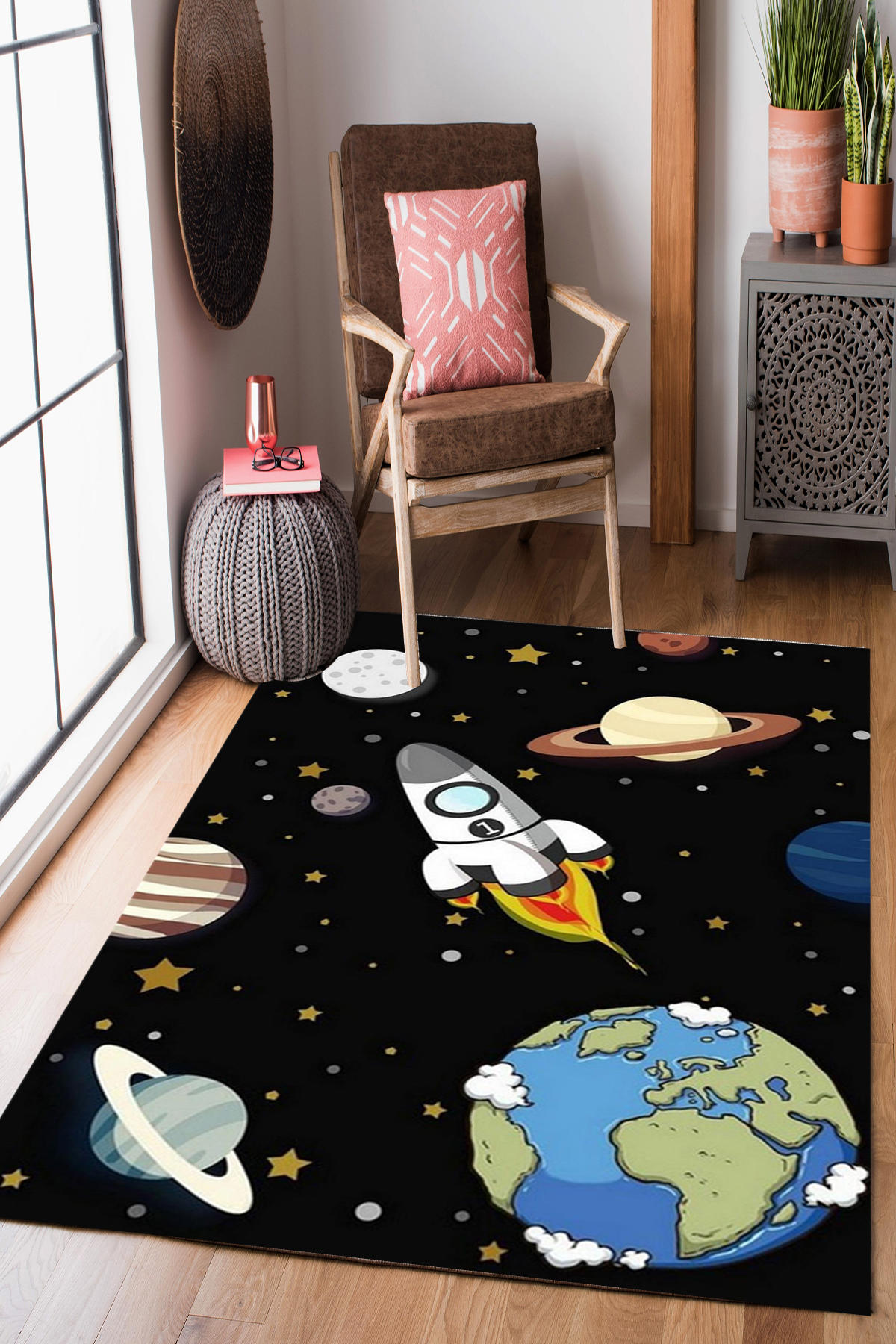 Homier Collection H-CK-10055A Krem 9 mm Pamuk Antibakteriyel Yıkanabilir Orta Kaymaz Dikdörtgen Makine Dokuma Çocuk Odası Halısı 80x200 cm
