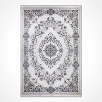 Crea Halı Silver 16574 Krem 6 mm Polyester Toz Tutmaz Yıkanabilir İnce Dikdörtgen Makine Dokuma Salon Halısı 80x200 cm