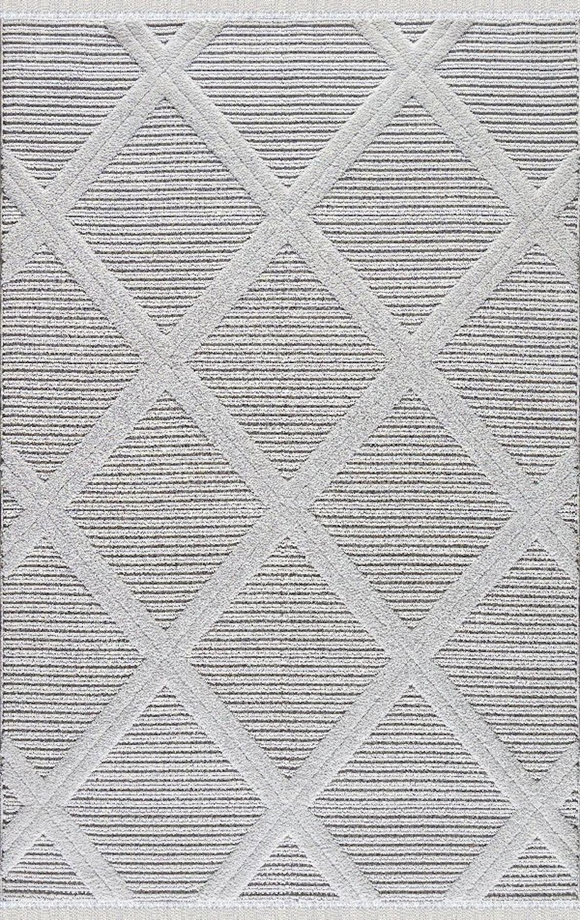 Merinos Garden 61576 Krem 0.4 mm Polyester Toz Tutmaz Yıkanabilir İnce Kaymaz Jüt Taban Dikdörtgen Makine Dokuma Salon Halısı 100x150 cm