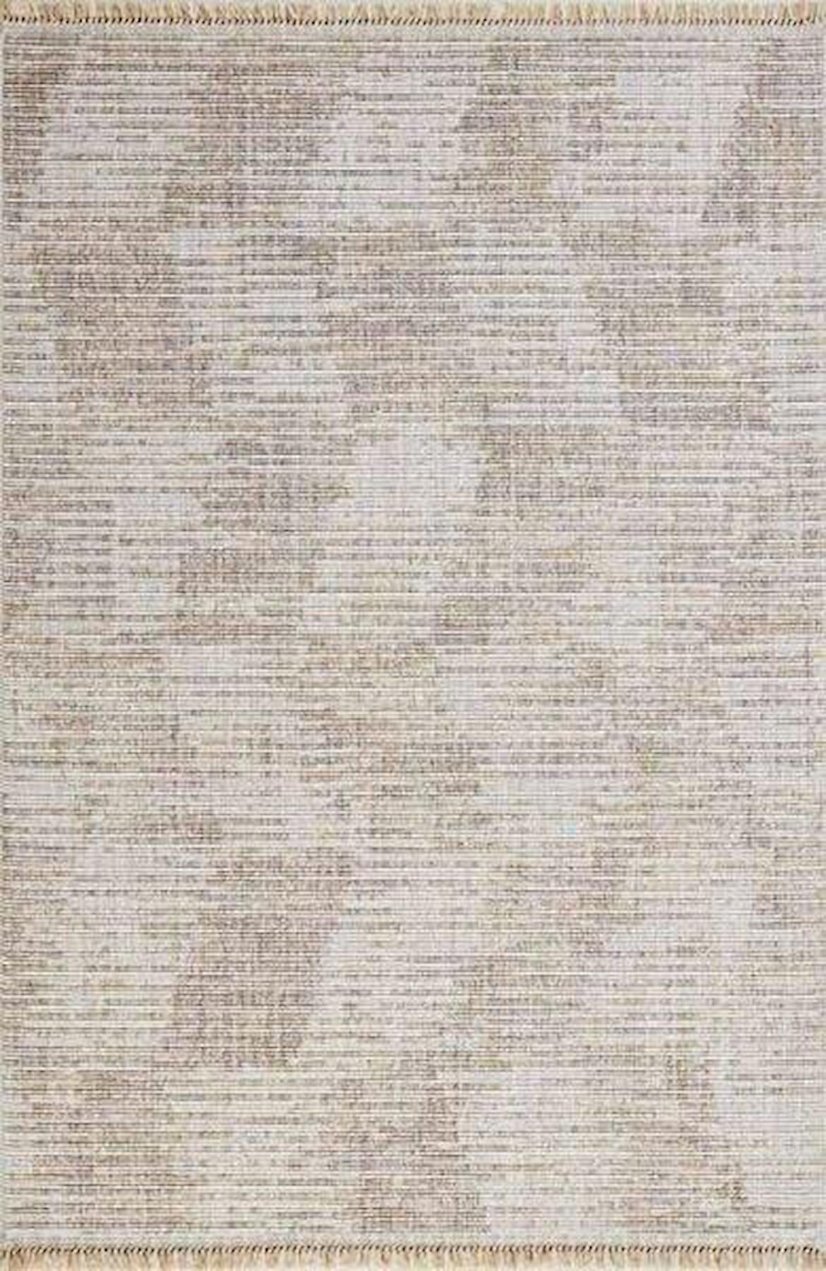 Gümüşsuyu Deco Point 15761 Bej 6 mm Polyester Antibakteriyel Yıkanabilir İnce Kaymaz Dikdörtgen Makine Dokuma Salon Halısı 115x160 cm
