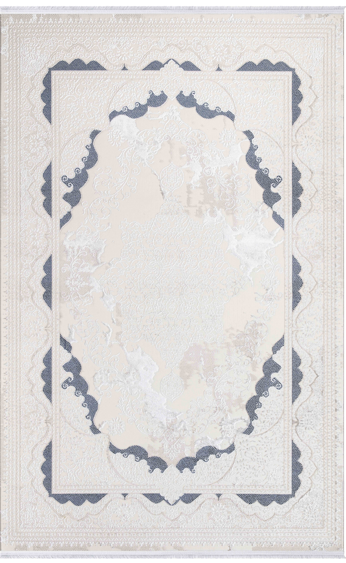 İpek Mekik Halı Sihir 17351 Krem 6 mm Polyester Toz Tutmaz Yıkanabilir İnce Kaymaz Pamuk Taban Geometrik Dikdörtgen Makine Dokuma Antre-Çocuk Odası-Salon-Yatak Odası Halısı 160x233 cm