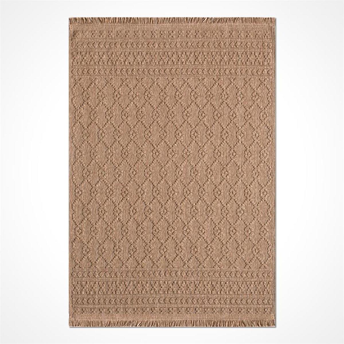 Kreasyon Halı Bravvo BR003 Bej 4 mm Polipropilen Yıkanabilir İnce Kaymaz Pamuk Taban Dikdörtgen Makine Dokuma Salon Halısı 80x200 cm