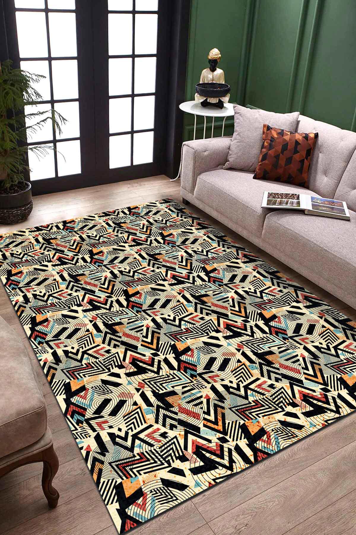 İlyaki Home Endrın Krem 0.5 mm Pamuk Antibakteriyel Yıkanabilir İnce Kaymaz Dikdörtgen Makine Dokuma Salon Halısı 60x100 cm