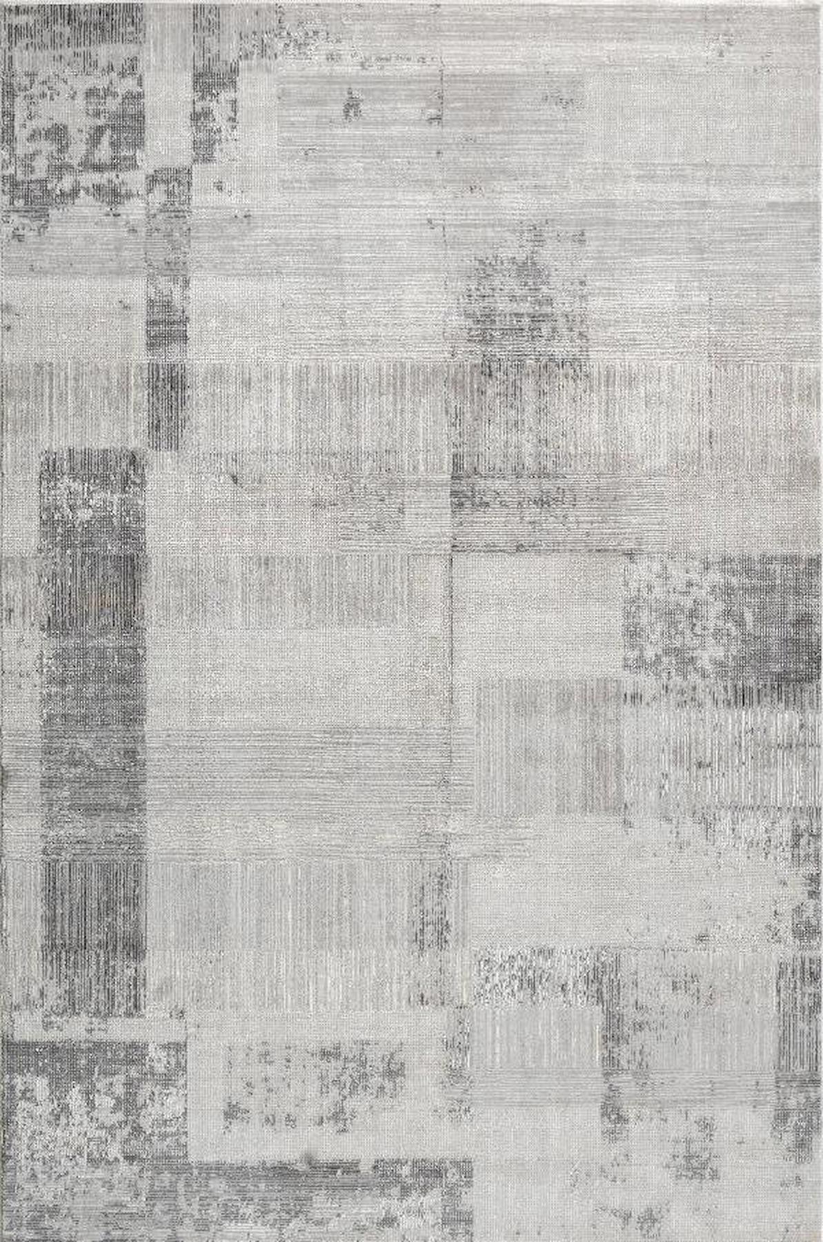 Sanat Halı Mira 3571 Gri 8 mm Akrilik Antibakteriyel Yıkanabilir Kalın Kaymaz Lateks Taban Dikdörtgen Makine Dokuma Salon Halısı 160x230 cm