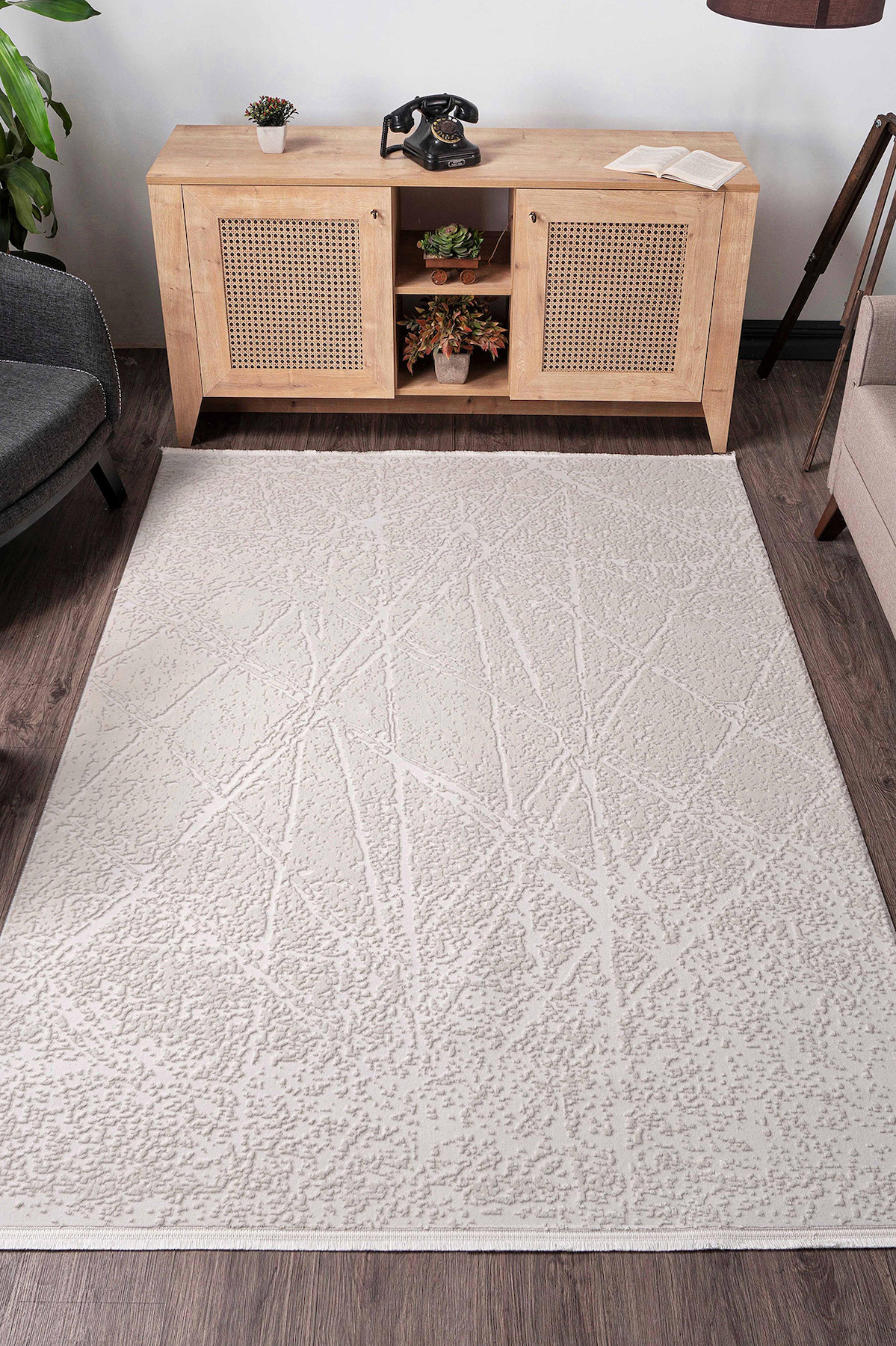 Konfor Halı Diva 9553 Krem 15 mm Akrilik Yıkanabilir Dikdörtgen Makine Dokuma Salon Halısı 100x300 cm