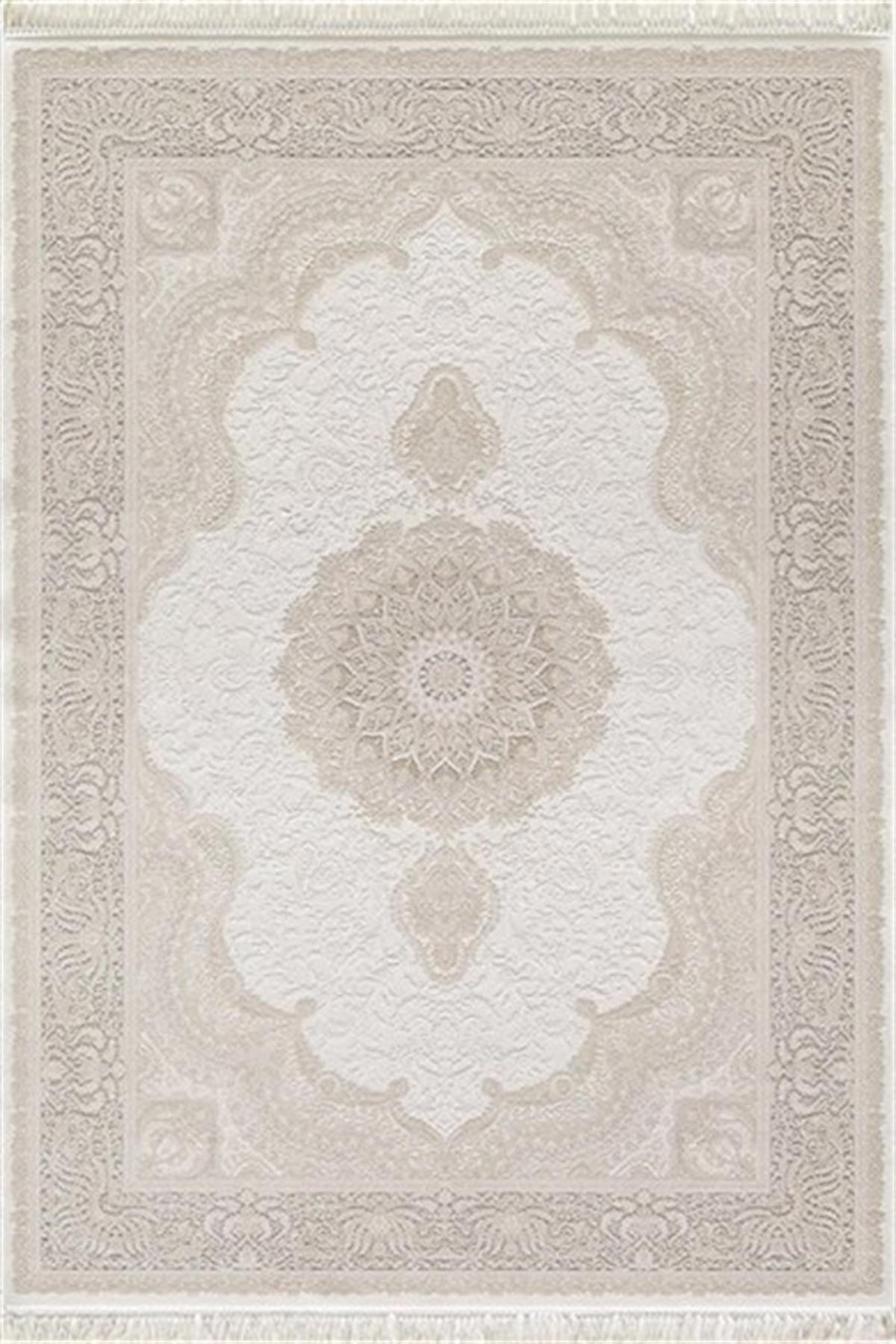 Artemis Halı Palace 5202C Bej-Vizon 7 mm Akrilik Yıkanabilir İnce Kaymaz Jüt Taban Dikdörtgen Makine Dokuma Salon Halısı 80x140 cm